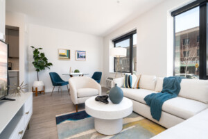 Apartment Living Room with White Couches